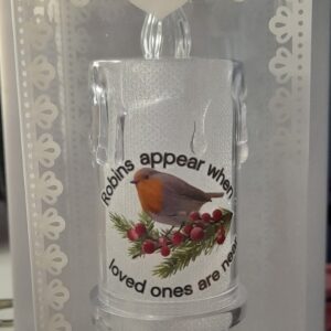 Led candle with robin